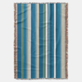 青、緑、白ストライプ色 スローブランケット (正面縦)