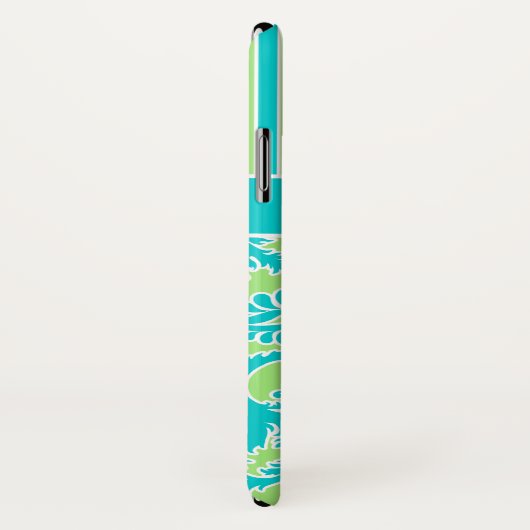 青、緑、白ダマスクストライプのiPhone Xケース Case-Mate iPhoneケース (裏面/右)