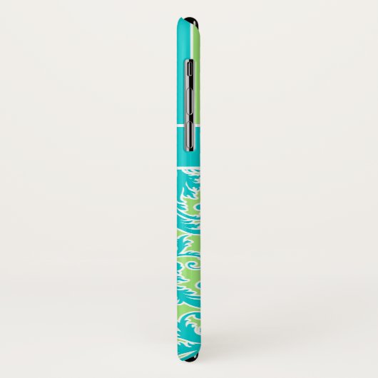 青、緑、白ダマスクストライプのiPhone Xケース Case-Mate iPhoneケース (裏面/左)