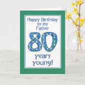 青、緑、白80誕生日父 カード (黄色い花)