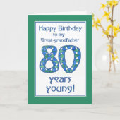 青、緑、白80誕生日素晴らし祖父 カード (黄色い花)