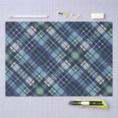 青、緑、紫の格子縞 薄葉紙 (クラフト)