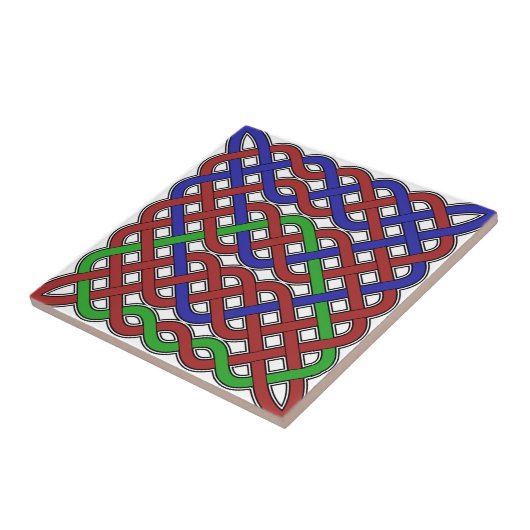 青、緑、赤のケルト結び目模様 タイル (側面)