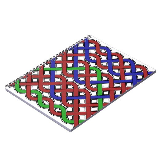 青、緑、赤のケルト結び目模様 ノートブック (左側)