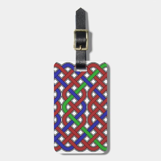 青、緑、赤のケルト結び目模様 ラゲッジタグ (正面縦)