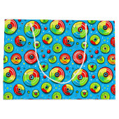 青、緑、赤ディスクゴルフをテーマにした誕生日 ラージペーパーバッグ (裏面)