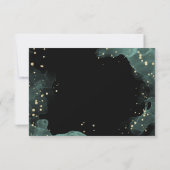 青、緑、金ゴールドエレガントな結婚式 出欠カード (裏面)