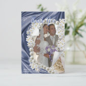 青、緑、金ゴールド、アイボリーシルク&ウェディングありがとうカード 出欠カード (スタンド正面)