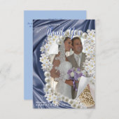 青、緑、金ゴールド、アイボリーシルク&ウェディングありがとうカード 出欠カード (正面/裏面)