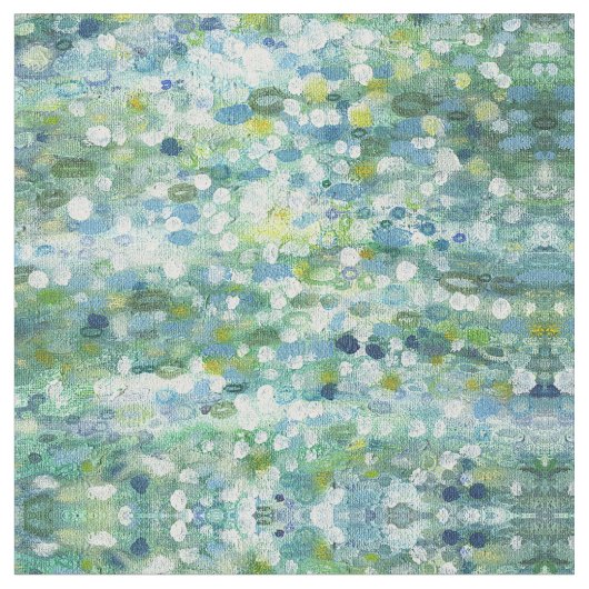 青、緑、黄色及びクリームの生地「Clearwater ファブリック (クローズアップ)