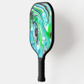 青、緑、黒の大理石の注絵画ぐ効果 ピックルボールラケット (左)