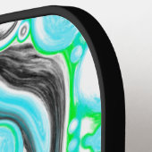 青、緑、黒の大理石の注絵画ぐ効果 ピックルボールラケット (左詳細)