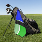 青、緑、黒の色のブロックのゴルフタオル ゴルフタオル (グリーン)