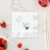 青、花、小 縁ありカクテルナプキン (インサイチュ)