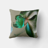 青、芸術的緑、灰色の花 クッション (裏面)