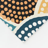 青、茶色、クリームの円のドットパターン フリースブランケット (角)