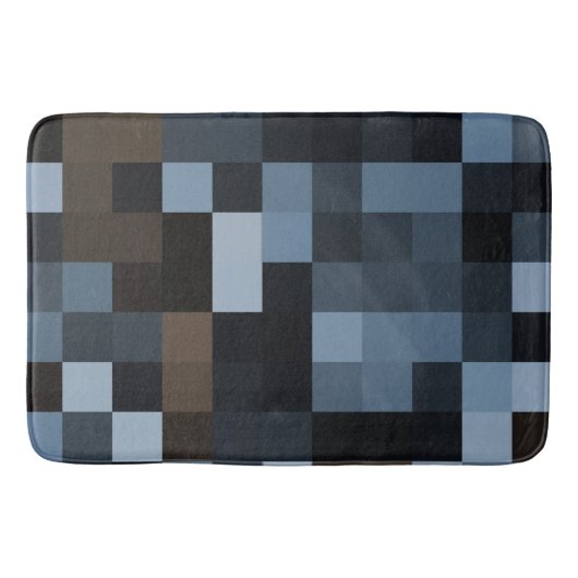 青、茶色、布、織物、織物、デザイン、格子縞。 バスマット (正面)