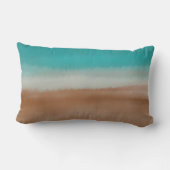 青、茶色、灰色の水色のパターストライプン ランバークッション (裏面)