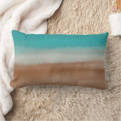 青、茶色、灰色の水色のパターストライプン ランバークッション (ブランケット)
