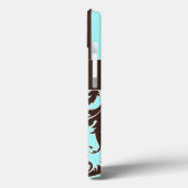 青、茶色、白のダマスクストライプののiPadエアケース Case-Mate iPhoneケース (裏面 / 左)