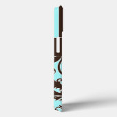 青、茶色、白のダマスクストライプののiPadエアケース Case-Mate iPhoneケース (裏面 / 右)