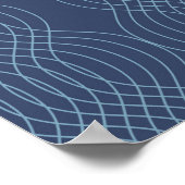 青、装飾、シンプルトレンディー、モダン波状芸術 ポスター (角)