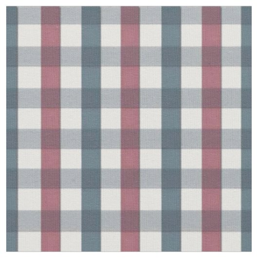 青、赤と白の格子縞パターン生地 ファブリック (クローズアップ)