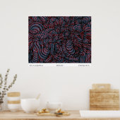 青 – 赤の渦巻き ポスター (キッチン)