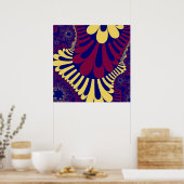 青、赤カラフル、黄色のフラクタル ポスター (キッチン)