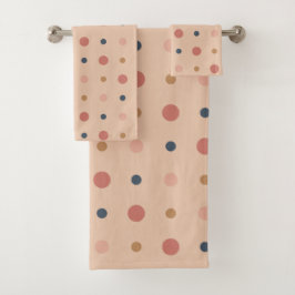 青、赤面、および金ゴールドのドット バスタオルセット