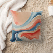 青、赤、および砂の水色抽象芸術 クッション (ブランケット)