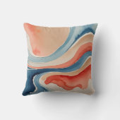 青、赤、および砂の水色抽象芸術 クッション (裏面)