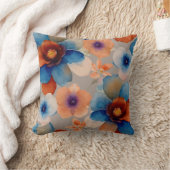 青、赤、オレンジのフローラ クッション (ブランケット)