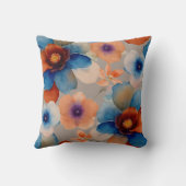 青、赤、オレンジのフローラ クッション (裏面)