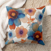 青、赤、オレンジのフローラ クッション (ブランケット)