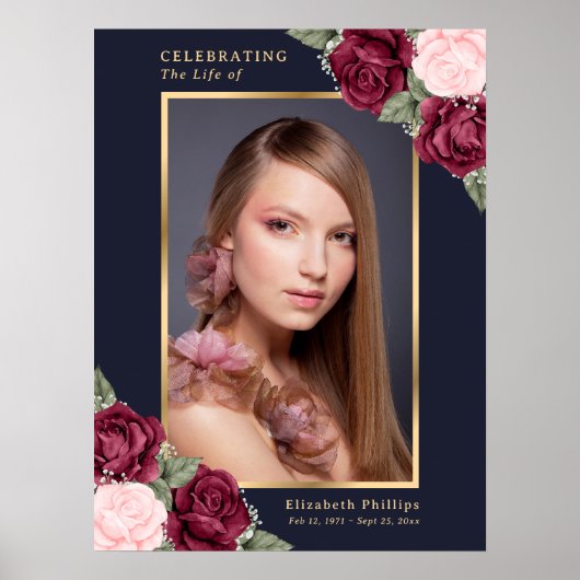 青 赤 写真 ライフ セレブレーション 葬儀 看板 ポスター (正面)