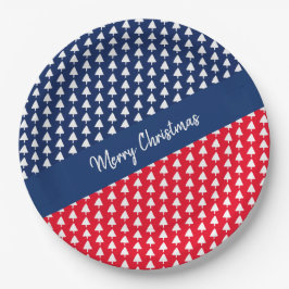 青 赤 白の木の水彩ペイントのプレート ペーパープレート