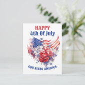 青 赤 白 7月4日 水彩画 ポストカード (スタンド正面)