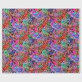 青、赤、緑、紫のグラフィティ ラッピングペーパー (フラット)