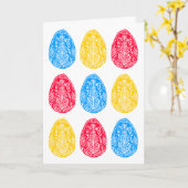 青/赤/黄フローライースター素朴卵リノカット カード (黄色い花)