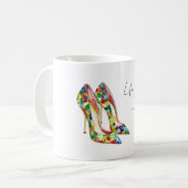 青 赤 黄 緑 ヒールでの生活はもっと良い コーヒーマグカップ (正面左)