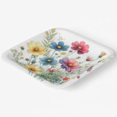 青 赤 黄 花柄 ペーパープレート (傾斜あり)