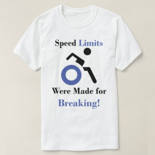 青 – 車いす付き割り枠 Tシャツ