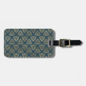 青(金ゴールドかわいらしケルト結び目模様) ラゲッジタグ (正面横)