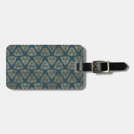 青(金ゴールドかわいらしケルト結び目模様) ラゲッジタグ