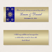 青、金ゴールドきらびやかな雪片結婚式の引き出物ラベル2 (正面&裏面)