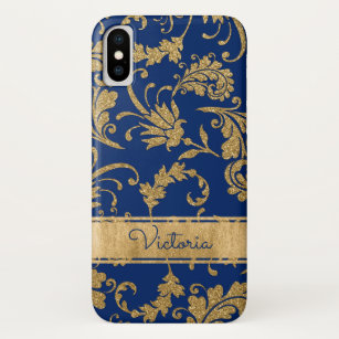 青、金ゴールドの花の穹窖のiPhone Xの場合 iPhone X ケース