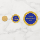 青、金ゴールドの高等学校の懇親会のテーブルの装飾 コンフェッティ (正面)