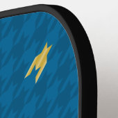 青(金ゴールドアクセント付千鳥格子の) ピックルボールラケット (左詳細)