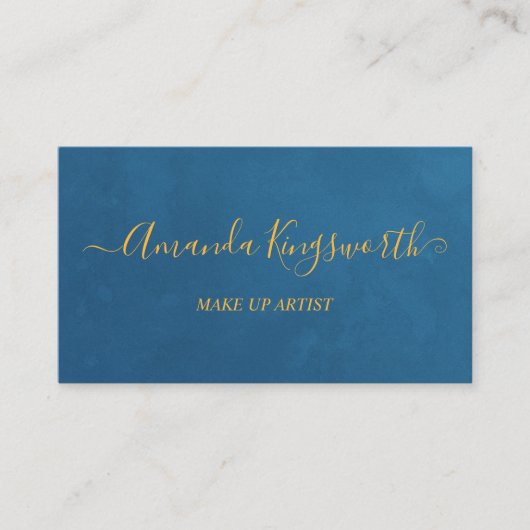 青(金ゴールドエレガントスクリプトプロフェッショナル) 名刺 (正面)